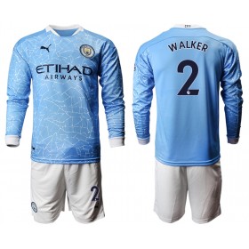Camisolas de futebol Manchester City Kyle Walker 2 Criança Equipamento Principal 2020/21 Manga Comprida
